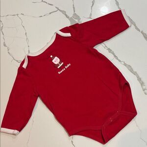 SANTA BABY Red Long Sleeve Infant Christmas Holiday One Piece 6-9M